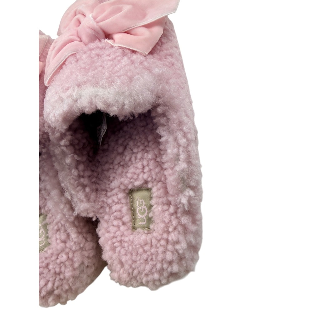 UGG Addison Velvet Bow Slipper Shell Pink Sherpa Mule 1098169 Womens 10 NEW - Picture 8 of 15
